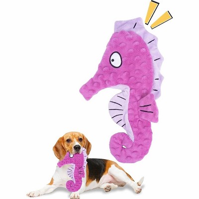 ZippyPaws Dog Toys Squeaky Crinkle Purple Seahore, 1 Pack. No Stuffing Dog Toys for Puppy Teething Chewing