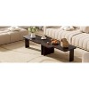 Rectangle Coffee Table Set of 2, Minimalist Wood Center Table with Splicing Design for Living Room - 4 of 4