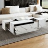 Rectangular Sliding Top Coffee Table with 2 Drawers and 2 Hidden Storage for Living Room 47.2in(White) - 3 of 4