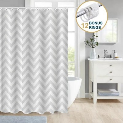 LunaLulinlk Weighted-Hem Fabric Bathroom Curtain, Water-Repellent