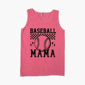 Simply Sage Market Women's Checkered Baseball Mama Garment Dyed Heavy Weight Tank - 1 of 2