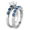 Slickblue Polished Stainless Steel Women's Ring with Clear CZ, Blue Accent, Round Design, Sizes 5-10 - 4 of 4