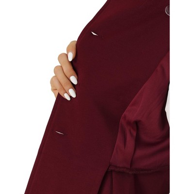 INSPIRE CHIC Women's Regular Fit Stand Collar Double Breasted Casual Peplum Steampunk Jacket Burgundy Large — фото 4
