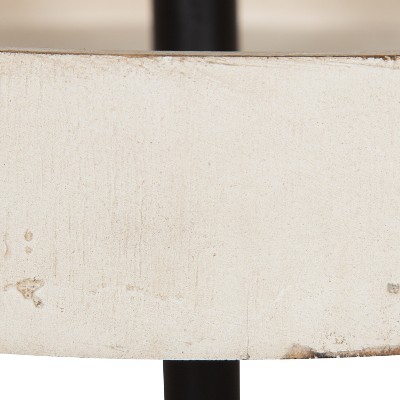 Rustic Farmhouse Antique-White 3-Tiered Round Wood & Metal Tray