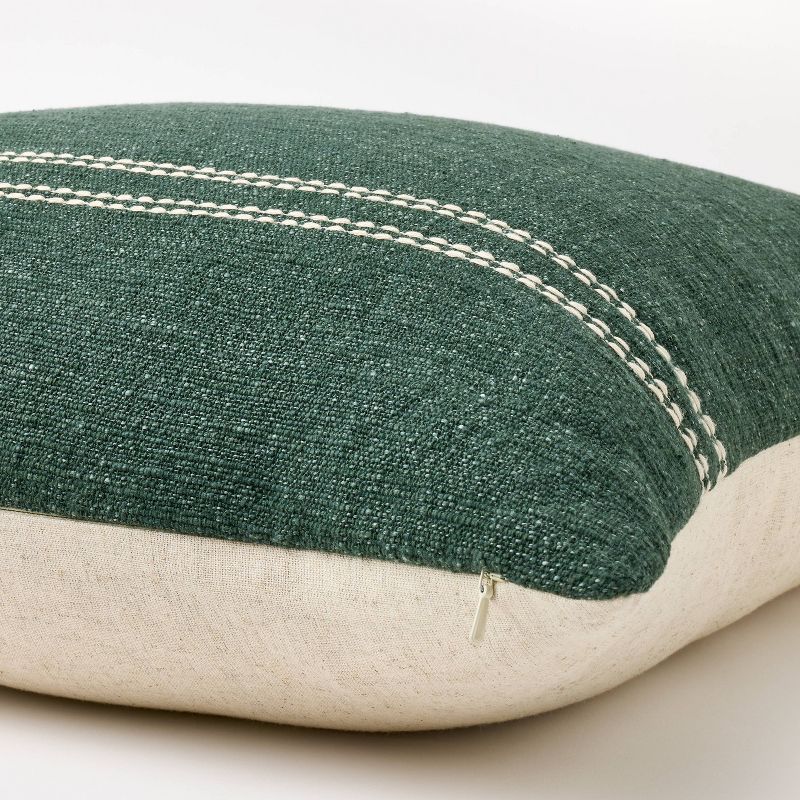 Oversized Embroidered Square Throw Pillow Sage Green/Cream - Threshold&#8482; designed with Studio McGee, 5 of 6