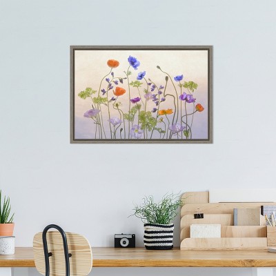 Poppy & Anemone Floral Canvas Print with Wooden Frame