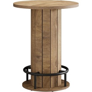 Lantine 39.4" H Round Bar Table, Wood Bistro Pub Table with Metal Ring Footrest for Dining Cocktail Living Room, Small Space,(Only Table) - 1 of 4