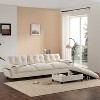 TIRAMISUBEST 104*60" L Shape Chenille Sectional Sofa with Dual-Port Charging, Cup Holder, Side Storage Pockets Pull Out Bed Flip Table - 3 of 4