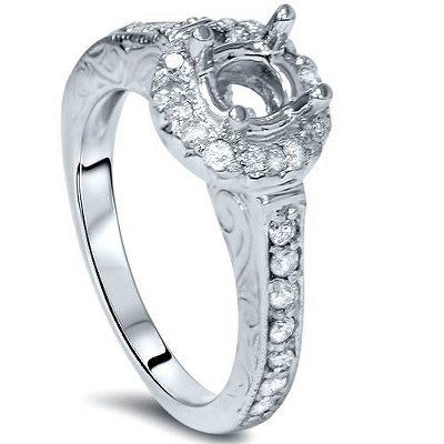 Pompeii3 1/3ct Vintage Engagement Ring Setting 14K White Gold