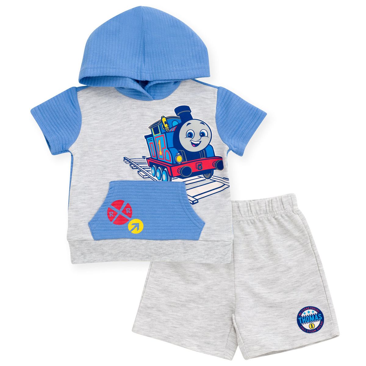 Thomas & Friends Pullover Hoodie Colorblock French Terry Shorts Outfit Set Little Kid
