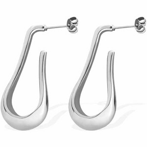 14K Gold Plated Chunky Dangle Hoop Earrings for Women | Medium Thick Huggie Statement Jewelry - 1 of 4