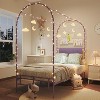 Kids Canopy Bed Frame with Headboard & Footboard,Upholstered Twin Bed Frames with Arched Mosquito Net Poles - 3 of 4