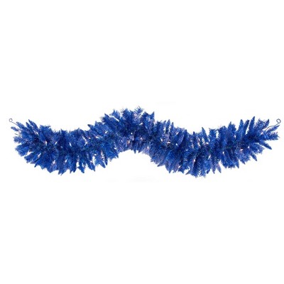 Nearly Natural 6' Pre-lit Pine Artificial Christmas Garland Blue: Flocked, 140 Tips, 50 LED Lights