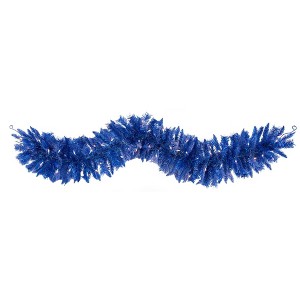 Nearly Natural 6' Pre-lit Pine Artificial Christmas Garland Blue: Flocked, 140 Tips, 50 LED Lights - 1 of 4