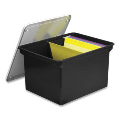 Black and Silver Stackable Plastic Lidded Storage Box