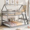 Twin Over Full House Bed Metal Platform Bed Frame Height Adjustable Bed With Full-length Guardrail - 2 of 4