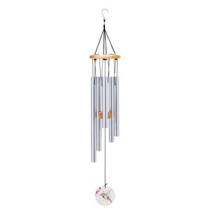 Nat & Jules Dean Crouser Hummingbird Watercolor Pink 26 x 4 Aluminum and Wood Wind Chime - 1 of 4