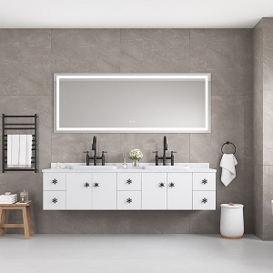 72 in. W x 30 in. H Frameless LED Single Bathroom Vanity Mirror with 3 Color Lights for Bathroom Wall Smart Lighted - 1 of 3