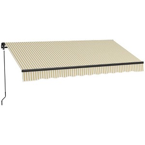 Resenkos Patio Awning, Outdoor Sun Shade Shelter Cover Awnings,12' x 10' Retractable Awning, 280gsm UV Resistant Sunshade Shelte, Beige and White - 1 of 4