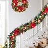 6ft Pre-Lit Christmas Garland with  Berries,  Warm  Lights, Battery Operated with Timer, Waterproof for Indoor & Outdoor Decor,Red Gold - 2 of 4