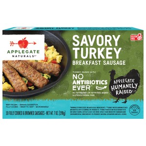 Applegate Naturals Savory Turkey Breakfast Sausages - Frozen - 7oz/10ct - 1 of 4