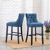 WestinTrends 29" Linen Tufted Buttons Upholstered Wingback Bar Stool (Set of 3) - 2 of 4