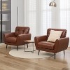 TYBOATLE Blue Leather Accent Chair, Tufted Mid-Century Armchair for Salon, Office, Living Room - 2 of 4
