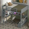 PAGED Full Size Loft Bed with Desk Simple Modern Wooden Bed Frame with Storage Drawers, LED and Inclined Ladder for Bedroom - 2 of 4