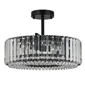 LLHZSY Modern 4-Light Crystal Semi Flush Mount Chandelier Ceiling Lights Fixture - Chrome-15 3/4" - 1 of 4