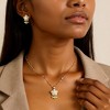 Anna-Kaci Women's Floral Necklace and Earring Set with Pearl Center and Crystal Petal Details 15.5+2in - Gold - 2 of 4