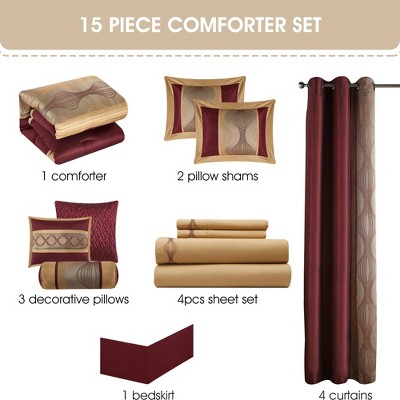 Nanshing 15pc Queen Kath Room in a Bag Bedding Set Wine Red — фото 6