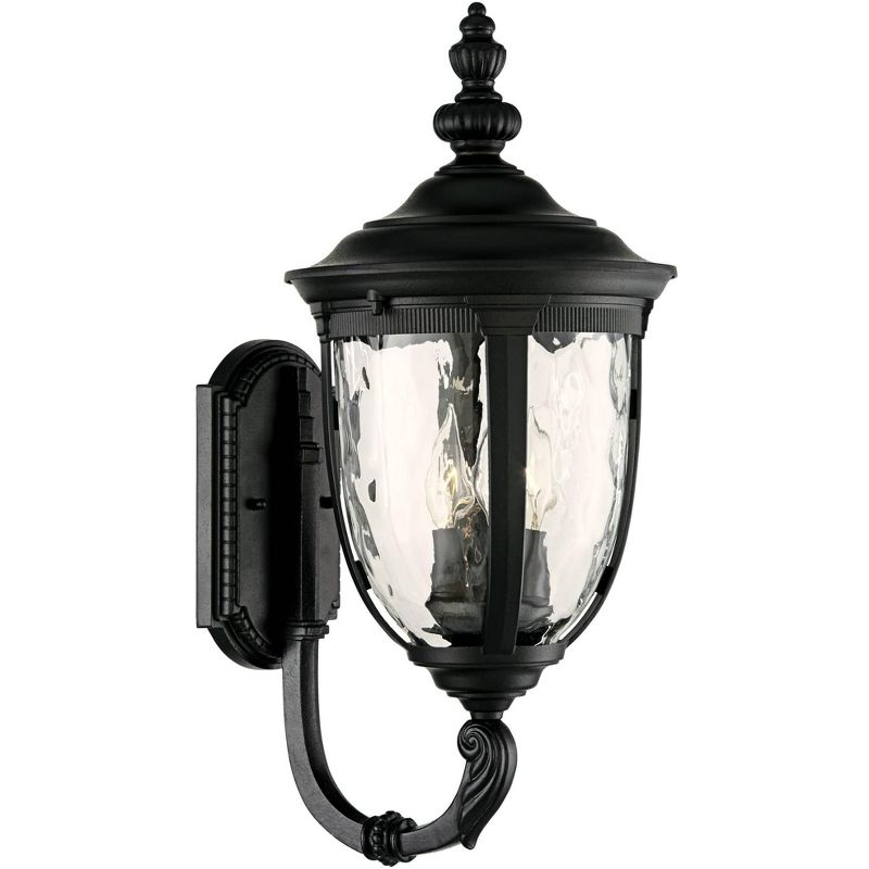 John Timberland Bellagio Vintage Rustic Outdoor Wall Light Fixture Textured Black Upbridge 21" Clear Hammered Glass for Post Exterior Barn Deck House, 1 of 10