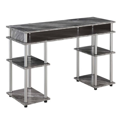 Designs2Go No Tools Student Desk with Shelves Gray Faux Marble - Breighton Home