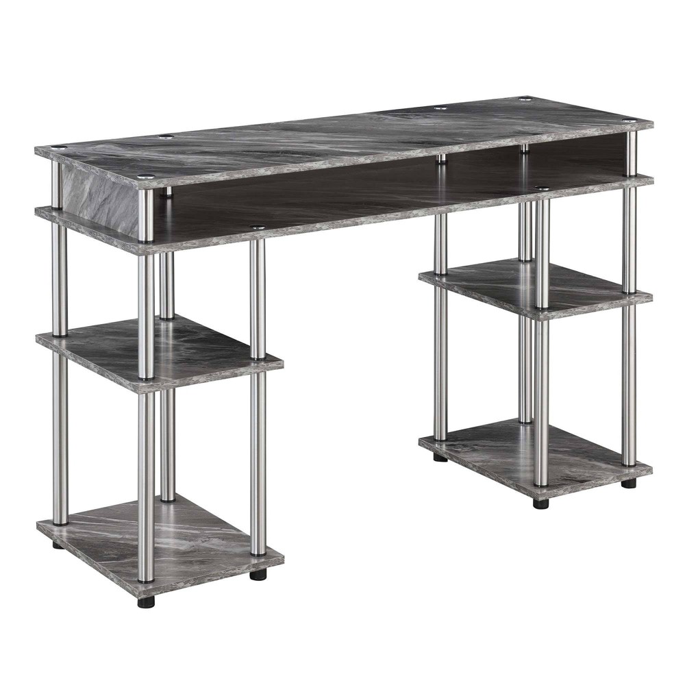 Photos - Office Desk Breighton Home Harmony Office No Tools Writing Desk with Shelves Gray Faux