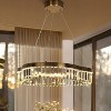 LNC Alastair 1-Lights 21.7" Luxury and Glam  Circle Integrated LED Crystal Chandelier,Gold - 2 of 4