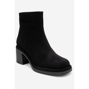 Junae - Black Suede Leather Block Heel Boot (Women) black suede 7 Forever & Always Shoes US - 1 of 4