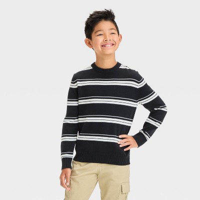 Cat Jack Brandclub Boys Striped Pullover Sweater Cat Jack Black XS