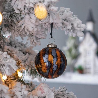 NAYSAYE Party Decoration and Accessories Glass Christmas Ball Ornaments Set of 6 for Christmas Tree Decors, Multicolor, 3.9"*3.9"*0.19"