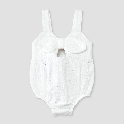 Image of Baby Girls' Eyelet Cutout Romper - Cat & Jack™ White 18M