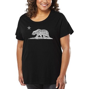 LA Pop Art Women's Word Art T-shirt - California Bear - 1 of 4