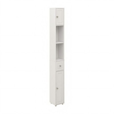 GlasFlength Bathroom Storage Cabinets Freestanding Bathroom Cabinet with 1 Drawer, 2 Doors and 4 Adjustable Shelves, White, 7.87"*7.87"*70.86"