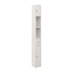 GlasFlength Bathroom Storage Cabinets Freestanding Bathroom Cabinet with 1 Drawer, 2 Doors and 4 Adjustable Shelves, White, 7.87"*7.87"*70.86" - 1 of 4