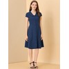 Allegra K Women's Short Sleeve Cotton Work Collar Midi Button Down A Line Dresses - 2 of 4