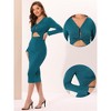 Allegra K Women's V Neck Long Sleeve Twist Front Cutout Bodycon Dress - 2 of 4