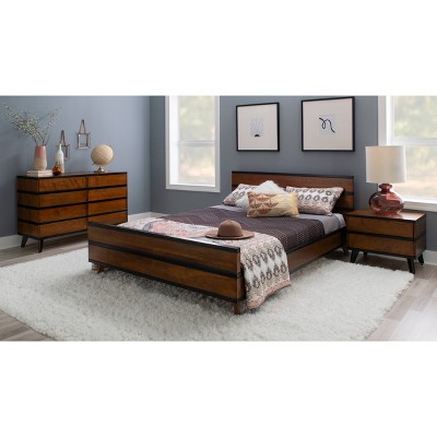 Walnut Double Brown Mid-century 6-Drawer Dresser
