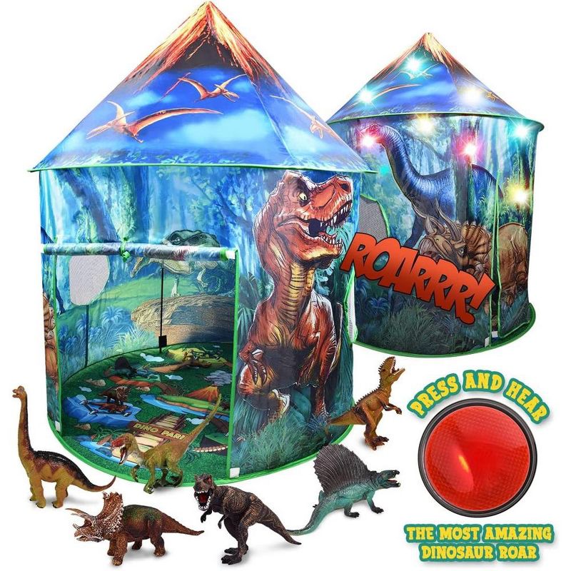 Toy To Enjoy Dinosaur Pop-Up Play Tent with Remote Controlled Lights, Dinosaur Roar Sound Button, and 6 Dinosaur Figure Toys for Boys and Girls, 2 of 9