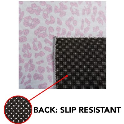 Ivory and Pink Faux Fur Rectangular Washable Area Rug