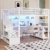 Whisen Full Size Metal Loft Bed & Bed Frame with Staircase and Wardrobe, Desk, Storage Shelves - 2 of 4