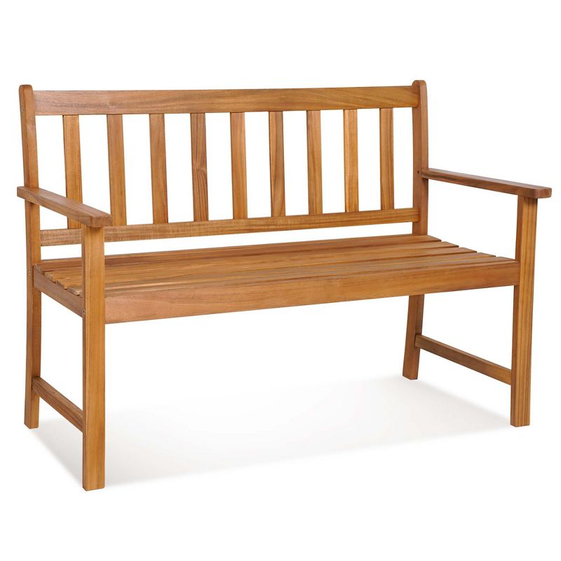 Costway  2-Person Slatted Bench Patio Acacia Wood Loveseat 800 Lbs Outdoor Natural, 2 of 9