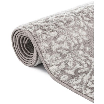 Light Gray Rectangular Stain-Resistant Indoor Area Rug